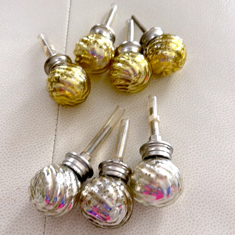 Pier One Mercury Glass Knobs Pulls Drawers Metallic Gold Silver Glam